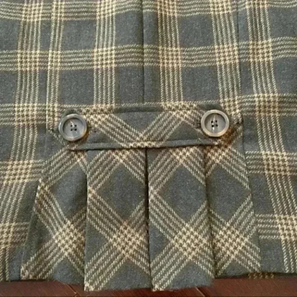Banana Republic Wool Pencil Skirt Tartan Plaid Brown Tan Size 0 - Picture 12 of 16